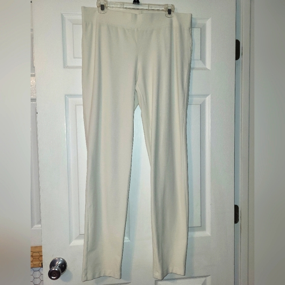 Eileen Fisher Stretch Crepe Slim Pants Size Large White Washable Comfort - Picture 1 of 8